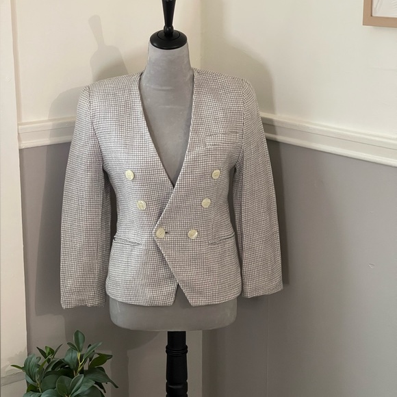 Vintage Jones New York Cream & Grey Houndstooth Blazer - Picture 4 of 14
